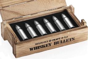 img 3 attached to 🥃 Stainless Steel Bullet Shaped Whiskey Stone Set in Wooden Army Crate - Reusable Ice Cubes for Whiskey - Perfect Whiskey Gift Set for Men, Fathers, Husbands, and Boyfriends (Silver)