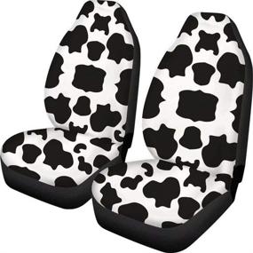 img 2 attached to 🐄 Universal Auto Front Seat Protector - Youngerbaby Classic Cow Print Car Seat Covers, Ideal for SUVs and Sedans