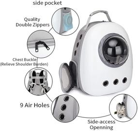 img 1 attached to 🐶 Airline Approved Waterproof Pet Backpack for Dog and Cat Travel - Portable Dome Space Capsule Design with Breathable & Outdoor Friendly Features (White-Gray)