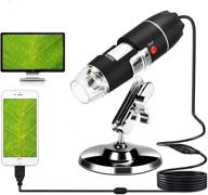✨ usb microscope 40x-1000x digital camera magnification with 8 led, metal stand - windows, mac, android, linux logo