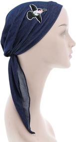 img 2 attached to Denim Pretied Headscarf Modesty Hummingbird Women's Accessories and Scarves & Wraps