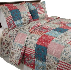 img 1 attached to 🛏️ Lavish Home Mallory Quilt Set - Twin, Multicolor: Luxurious 2-Piece Bedding Set for an Elegant Bedroom