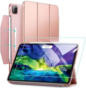 img 4 attached to 📱 ESR Yippee Trifold Smart Case for iPad Pro 11 2020 with Screen Protector, Auto Sleep Wake, Supports Pencil Wireless Charging, Lightweight Stand Case with Clasp - Rose Gold + SEO