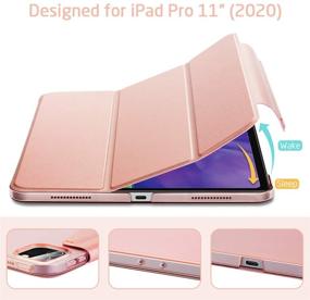 img 1 attached to 📱 ESR Yippee Trifold Smart Case for iPad Pro 11 2020 with Screen Protector, Auto Sleep Wake, Supports Pencil Wireless Charging, Lightweight Stand Case with Clasp - Rose Gold + SEO