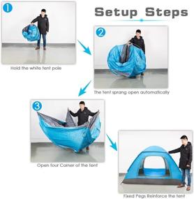 img 2 attached to 🏕️ 3-4 Person Waterproof Pop Up Camping Tent - Instant Set Up, Ideal for Outdoor Hiking and Backpacking, Reliable Shelter