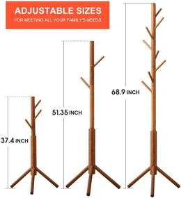 img 3 attached to 🎄 Effortless Assembly and Versatile Storage: BMOSU Bamboo Coat Rack - Stylish Freestanding Stand Tree with Adjustable 3 Sections and 8 Hooks for Bedroom, Office, Hallway, and Entryway – Elegant Brown Design