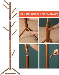 img 1 attached to 🎄 Effortless Assembly and Versatile Storage: BMOSU Bamboo Coat Rack - Stylish Freestanding Stand Tree with Adjustable 3 Sections and 8 Hooks for Bedroom, Office, Hallway, and Entryway – Elegant Brown Design