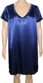 img 3 attached to Black Satin Men's Night Shirt - Sleep & Loungewear for Men