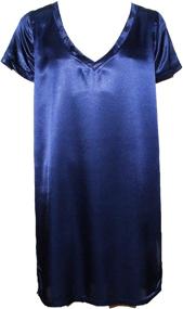 img 4 attached to Black Satin Men's Night Shirt - Sleep & Loungewear for Men