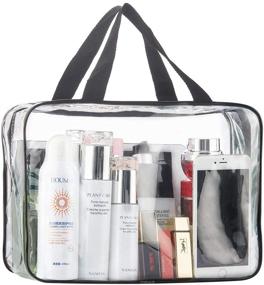 img 1 attached to 💄 Large Clear Cosmetic Organizer Bag - 2 Piece Set, Transparent Plastic Tote Bags for Makeup, Waterproof Clear Handbag Purse