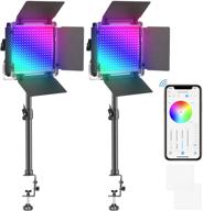 🌈 neewer 2-pack 480 rgb led light: app control, tabletop clip stand, cri95, adjustable colors - perfect for live streaming, gaming, tiktok videos logo