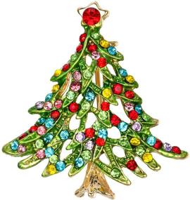 img 4 attached to 🎄 Sparkling Rhinestone Crystal Christmas Tree Brooch Pins for Festive Xmas Party Jewelry Gift-Giving