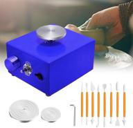 electric mini pottery wheel for kids with 2 turntables, 8 diy clay tools, and tray - beginner's pottery machine in blue logo