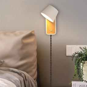 img 3 attached to 🔌 Adjustable Plug-in Wall Sconce Light for Bedroom Reading - 6W Warm White, Metal Decorative Desk Lighting, 350° Adjustable Angle