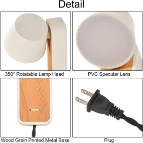 img 2 attached to 🔌 Adjustable Plug-in Wall Sconce Light for Bedroom Reading - 6W Warm White, Metal Decorative Desk Lighting, 350° Adjustable Angle