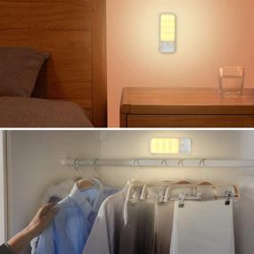 img 2 attached to 🔦 Versatile Motion Sensor Night Light: USB Rechargeable with Magnetic Strip – Ideal for Wardrobe, Cabinet, Closet, Kitchen, Stairs – Warm White Glow