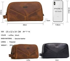 img 2 attached to 🧳 Crazy Horse Genuine Leather Travel Toiletry Bags: Vintage Luxury Brand Cases for Men's Washing & Makeup Storage