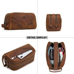 img 1 attached to 🧳 Crazy Horse Genuine Leather Travel Toiletry Bags: Vintage Luxury Brand Cases for Men's Washing & Makeup Storage