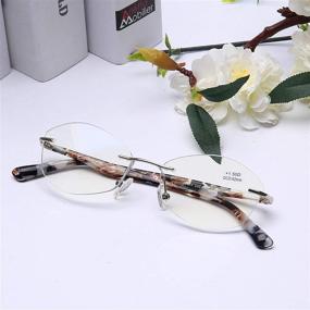 img 2 attached to Stylish Rimless Computer Reading Glasses for Women - Blue Light Blocking, UV400 Protection, Clear Lens, Pattern Frame - Fashion Designer Ladies Readers (1.5)