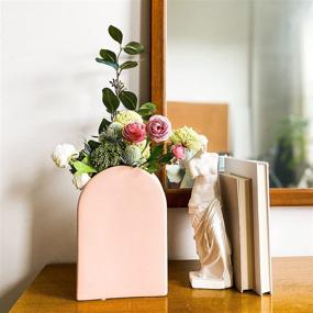 img 3 attached to 🏺 Rhapsody Studio Peach Tall Ceramic Vase: Elegant Home Decor and Modern Flower Vases for Living Rooms and Dining Tables