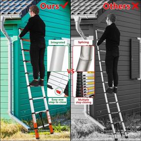 img 2 attached to 🪜 LuisLadders 8.5 Feet Telescoping Ladder - Multi-Purpose Extension Ladder with One-Button Retraction, Anti-Pinch & Anti-Slip, 330 lb Capacity