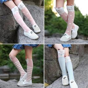 img 3 attached to 🧦 Детские колготки VWU с животными выше колена - набор из 6/8 пар хлопковых носков