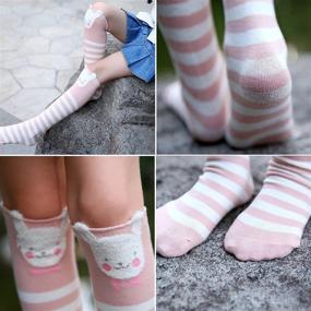 img 1 attached to 🧦 Детские колготки VWU с животными выше колена - набор из 6/8 пар хлопковых носков