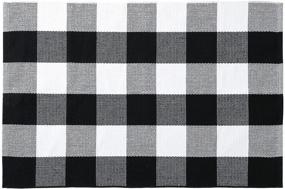 img 3 attached to 🏞️ Sattiyrch Buffalo Plaid Outdoor Rug: Classic Black and White Checkered Entry Way Doormat - 23 x 35 Inches, Washable