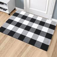🏞️ sattiyrch buffalo plaid outdoor rug: classic black and white checkered entry way doormat - 23 x 35 inches, washable логотип