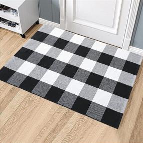 img 4 attached to 🏞️ Sattiyrch Buffalo Plaid Outdoor Rug: Classic Black and White Checkered Entry Way Doormat - 23 x 35 Inches, Washable