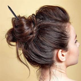 img 1 attached to 🧡 Vintage Wood Hair Sticks Set: 40 Classic Pencil Hair Sticks from China, Ideal for Elegant Bun Hairstyles, Black