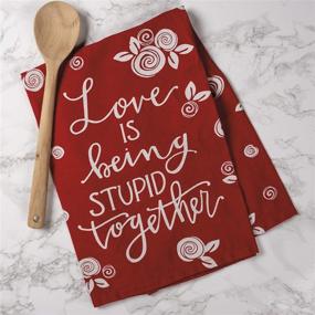 img 1 attached to Primitives by Kathy Love is Being Stupid Together Dish Towel, 28 x 28-Inches: A Quirky Delight!