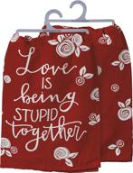 primitives by kathy love is being stupid together dish towel, 28 x 28-inches: a quirky delight! logo