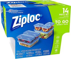 img 2 attached to 🍱 Convenient Ziploc Food Storage Meal Prep Containers with One Press Seal - Ideal for Travel, Organization, and Dishwasher Safe Cleaning - 14 Piece Set (Variety Pack)