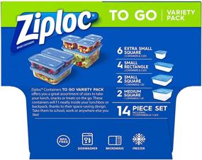 img 1 attached to 🍱 Convenient Ziploc Food Storage Meal Prep Containers with One Press Seal - Ideal for Travel, Organization, and Dishwasher Safe Cleaning - 14 Piece Set (Variety Pack)