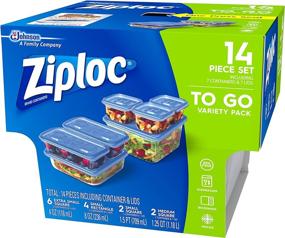 img 3 attached to 🍱 Convenient Ziploc Food Storage Meal Prep Containers with One Press Seal - Ideal for Travel, Organization, and Dishwasher Safe Cleaning - 14 Piece Set (Variety Pack)
