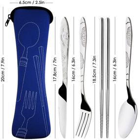 img 1 attached to SENHAI 8-Piece Rustproof Stainless Steel Flatware Set with Carrying Case for Travel, Camping, Picnics, Hiking, and Work