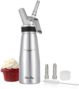 img 4 attached to 🍦 Stainless Steel Cream Whipper 1 Pint Capacity Dispenser - BLUE FLAG Professional Whipped Cream Canister with 8g N2O Cream Chargers (Chargers Not Included)