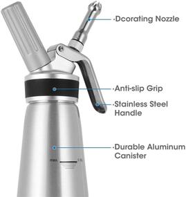 img 3 attached to 🍦 Stainless Steel Cream Whipper 1 Pint Capacity Dispenser - BLUE FLAG Professional Whipped Cream Canister with 8g N2O Cream Chargers (Chargers Not Included)