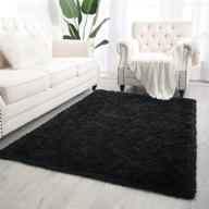 🏠 comee super soft area rugs for bedroom, kids room, living room: fluffy floor modern indoor shaggy plush carpets for home decor - fuzzy comfy nursery baby girls room decor, black shag rug 4x5.9 feet logo