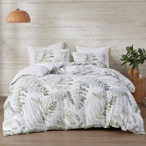 img 4 attached to 🌿 Reversible 100% Cotton Duvet with Intelligent Design - Breathable Sateen Comforter Cover, Modern All Season Bedding Set with Sham (Insert Excluded), Judith, King/Cal King (104"x90"), Palm Leaf Green