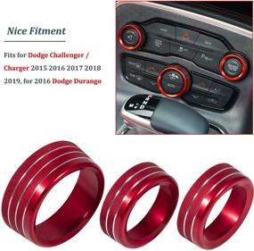 img 3 attached to 🔴 Dodge Challenger/Charger CD Button Knob Cover Trim - Red, 3pcs | Audio Air Conditioner Switch Decoration for Chrysler 300s 2015-2021