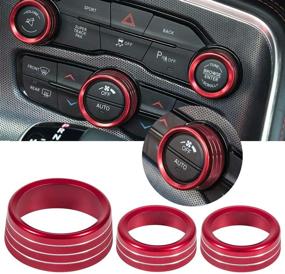 img 2 attached to 🔴 Dodge Challenger/Charger CD Button Knob Cover Trim - Red, 3pcs | Audio Air Conditioner Switch Decoration for Chrysler 300s 2015-2021