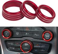 🔴 dodge challenger/charger cd button knob cover trim - red, 3pcs | audio air conditioner switch decoration for chrysler 300s 2015-2021 logo