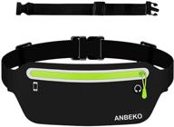 🏃 anbeko slim waist pouch with extender - bounce free belt bag for outdoor activities, water resistant waist pack for women and men - adjustable runner phone waist bag for gym workouts - ultra light logo