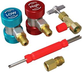 img 4 attached to 🔄 AURELIO TECH R134A Refrigerant Adapters Quick Couplers with Can Tap, Valve Core Remover & 3-in-1 AC Tool Kit