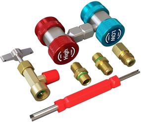 img 3 attached to 🔄 AURELIO TECH R134A Refrigerant Adapters Quick Couplers with Can Tap, Valve Core Remover & 3-in-1 AC Tool Kit