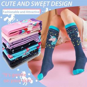 img 3 attached to 🐾 Fun and Crazy Animal Designed Knee High Socks for Girls: Pack of 6 Pairs - Ideal for Kids Long Boots, Child Cute Socks