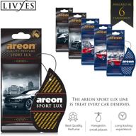 🚘 areon sport lux silver hanging cardboard air freshener - premium cologne perfume with natural fragrances for car, home & office - long lasting, fresh, luxurious scent - stylish & effective design logo