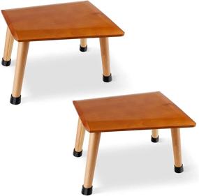 img 4 attached to 🪑 Rafasha Solid Wooden Stool: Versatile, Heavy-Duty 380 lbs Load Capacity as Plant Stand, Display Stand, Fishing Stool, Bathroom Stool, Footrest - 2 Pack, Cherry